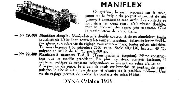 Maniflex, 1939 DYNA catalog, click to enlarge picture.